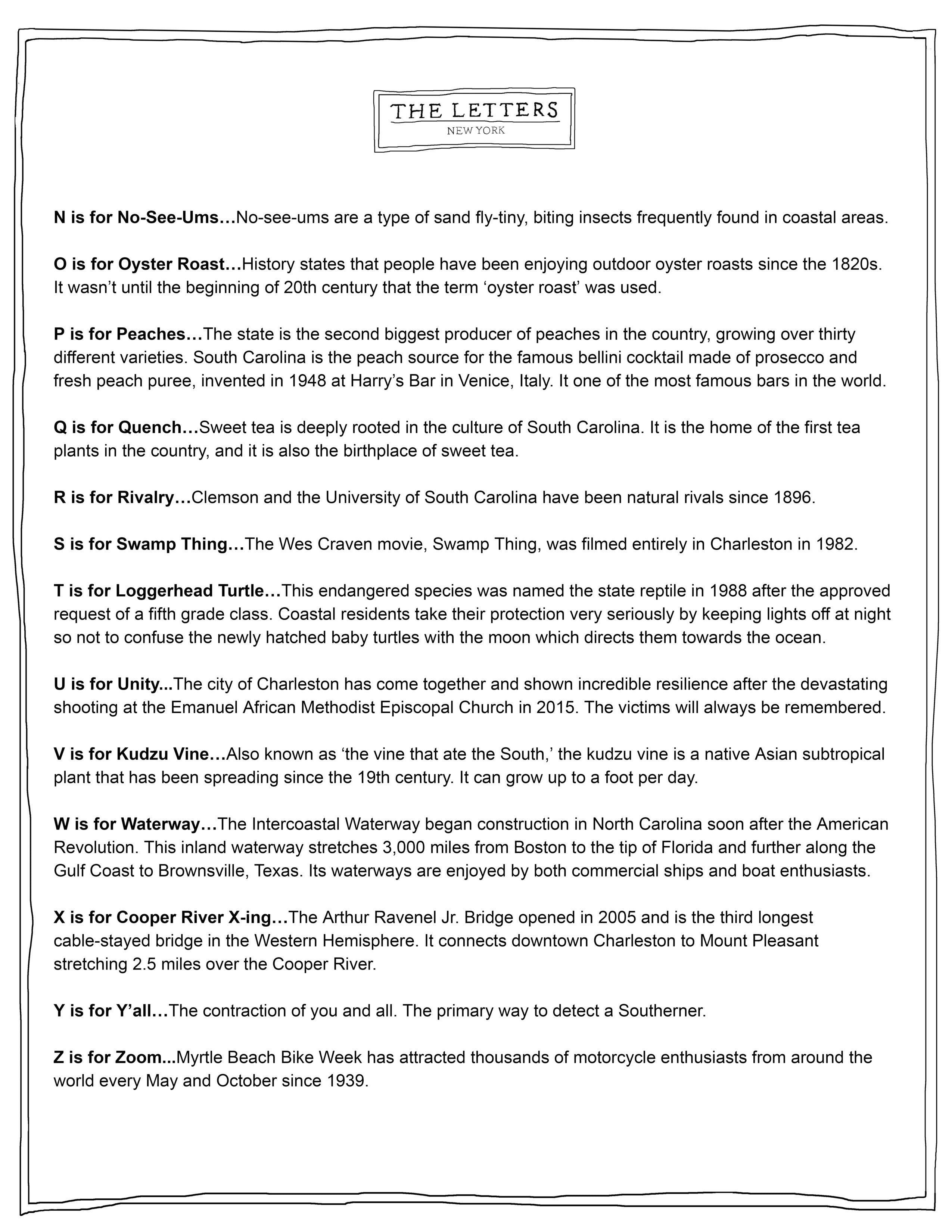 South Carolina ABC Print Limited Edition – The Letters NYC