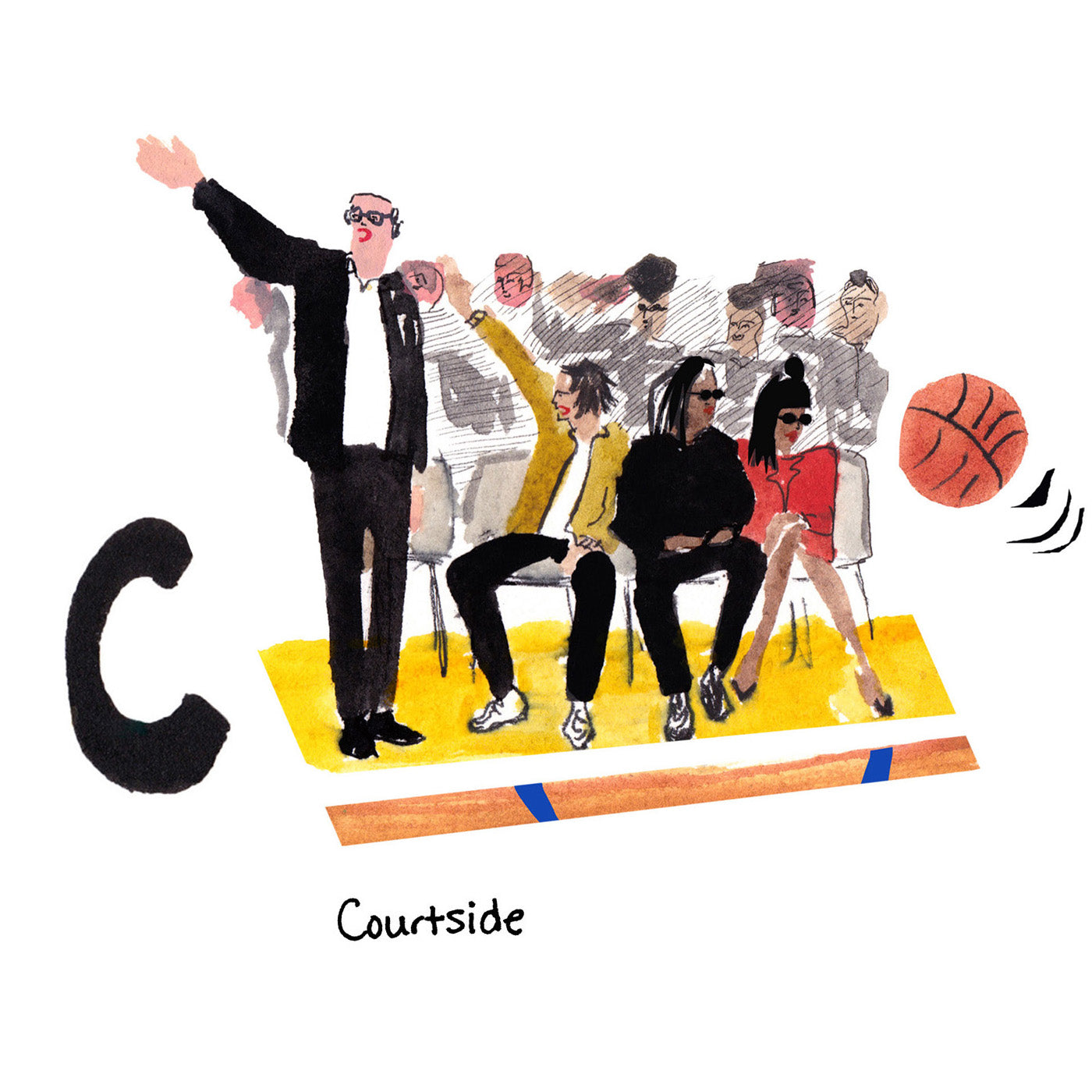 C is for Courtside. Courtside seats at Lakers games are a chic local pastime for Los Angelenos and visitors, frequented by celebrities such as Jack Nicholson, Offset and Cardi B.