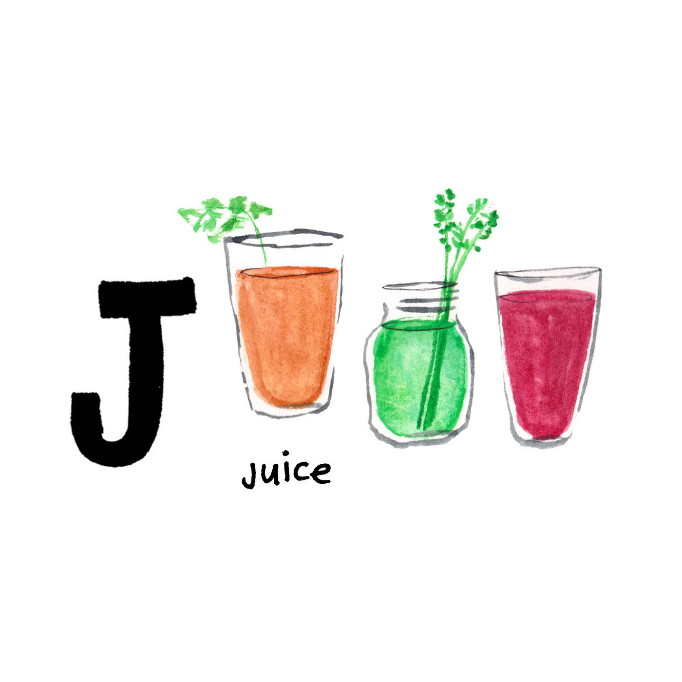 J is for Juice. California’s residents are wildly enthusiastic about their health conscious lifestyle. Juicing and juice cleanses have been popular since the 1970s.