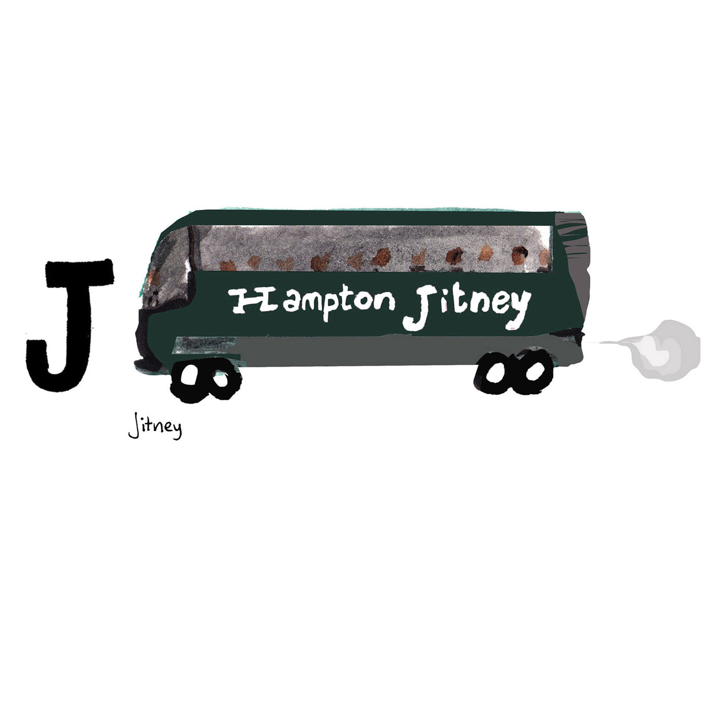 J is for Jitney. The Hampton Jitney is the legendary transportation service taking passengers from Manhattan out East to Long Island and the Hamptons. It also delivers pastries to and from the city. 